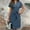 Sea Blue, variant on ZOELNIC Women's Elegant Short Sleeve V Neck High Waist Dress Summer Casual Dress With Belt, L