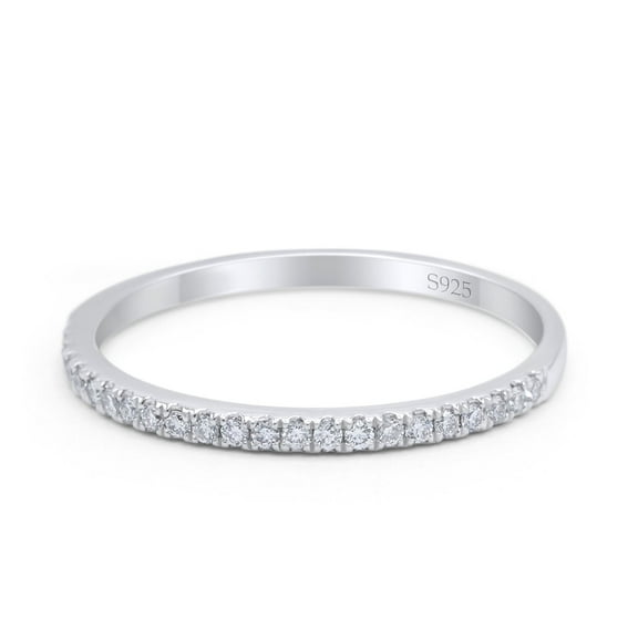 Simulated Cubic Zirconia Size-5 Half Eternity Band Wedding Ring 925 Sterling Silver