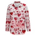 thumbnail image 6 of Gkeoshab Valentine's Day Waffle Knit Shirt for Women Long Sleeve V-Neck Blouse Textured Top Red S, 6 of 7