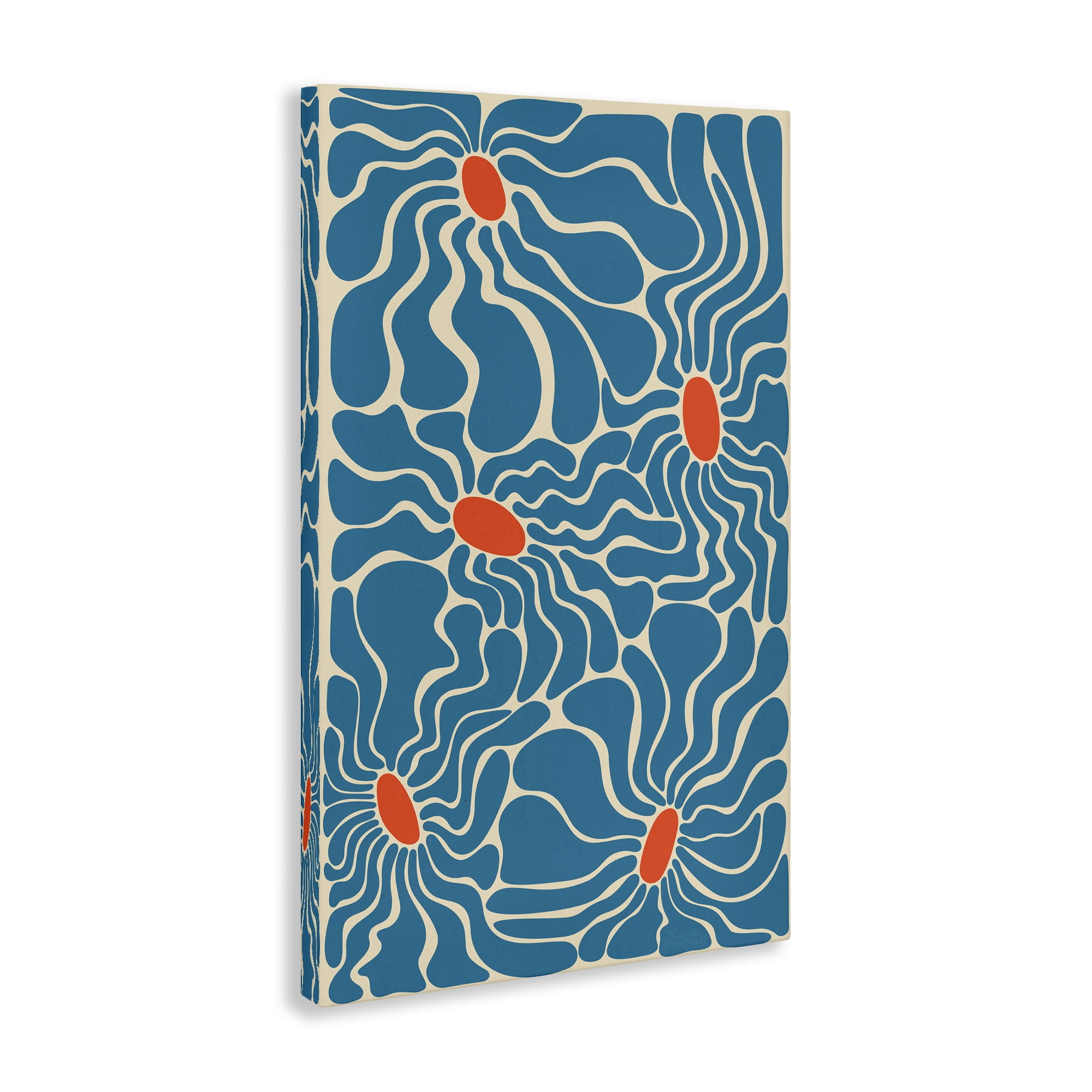Stupell Industries Groovy Fluid Flowers Botanical & Floral Painting Gallery Wrapped Canvas Art Print Wall Art, 24 x 36