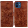 thumbnail image 2 of Compatible with iPhone 12 Mini Embossed Lily Wallet Case with Card Holder PU Leather Flip Cover, 2 of 5