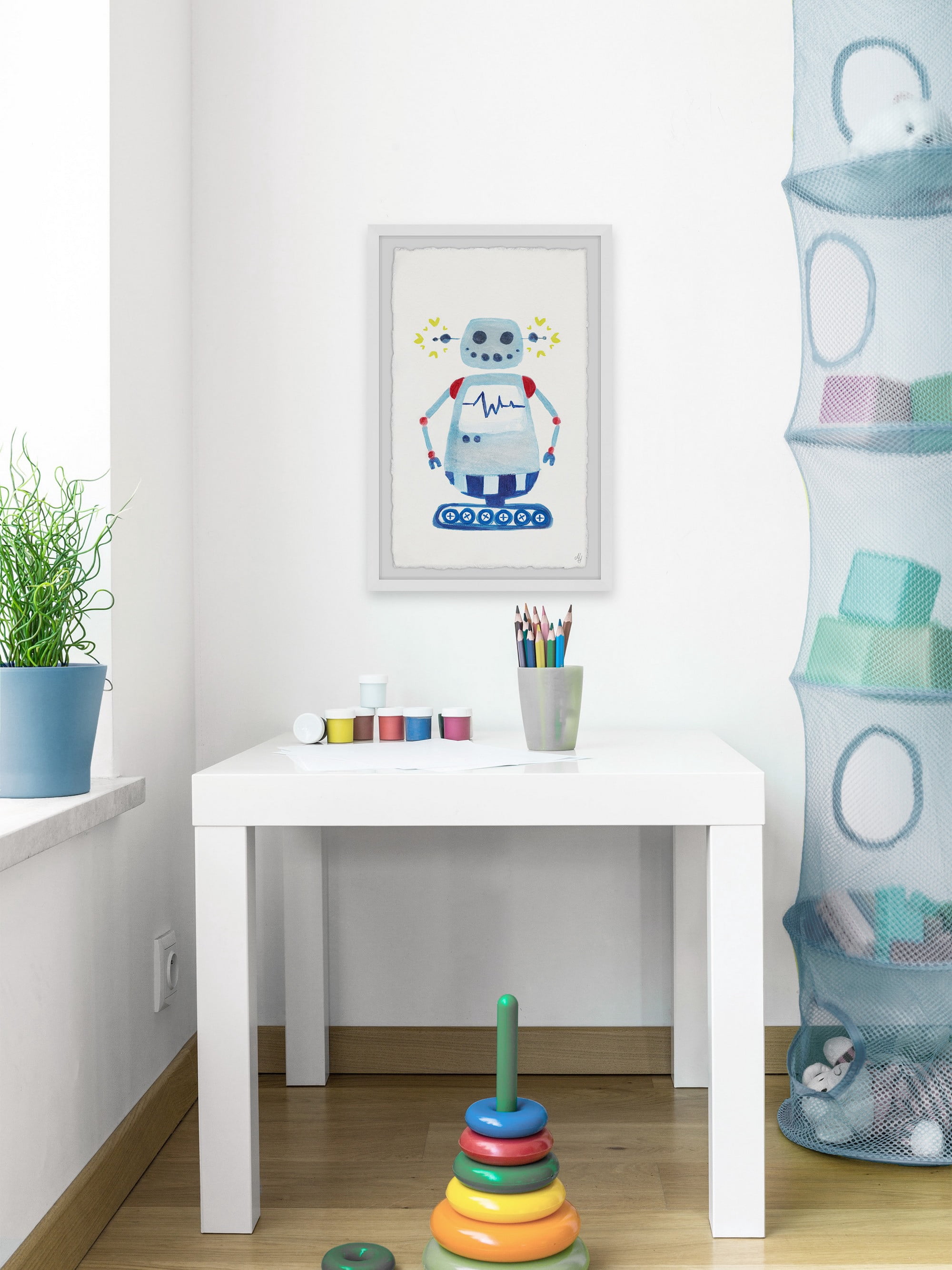 Marmont Hill I Am A Blue Robot Framed Wall Art Print, 24.00" x 1.50"