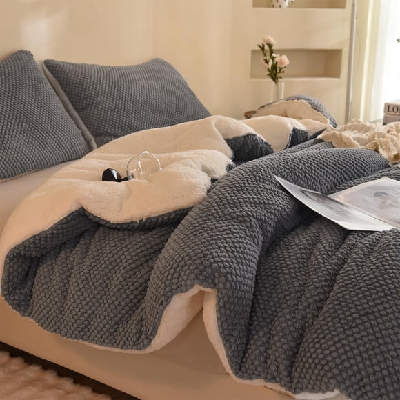 Set de edredón LLancl 3D con diseño de jacquard tamaño queen size, gris