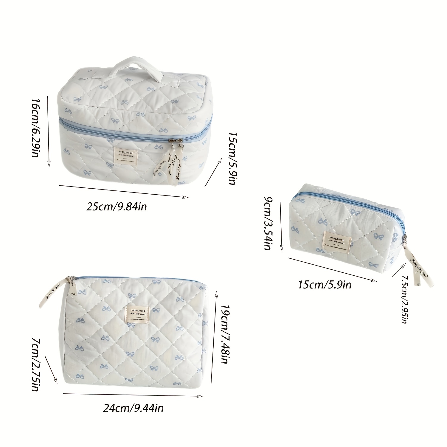 3pcs Set Pink Sweet Bow Makeup Bag Cosmetic Organizer Travel Toiletry Pouch with Large Capacity, Portable Minimalist Design for Daily Use or Trips, Makeup Travel Bag