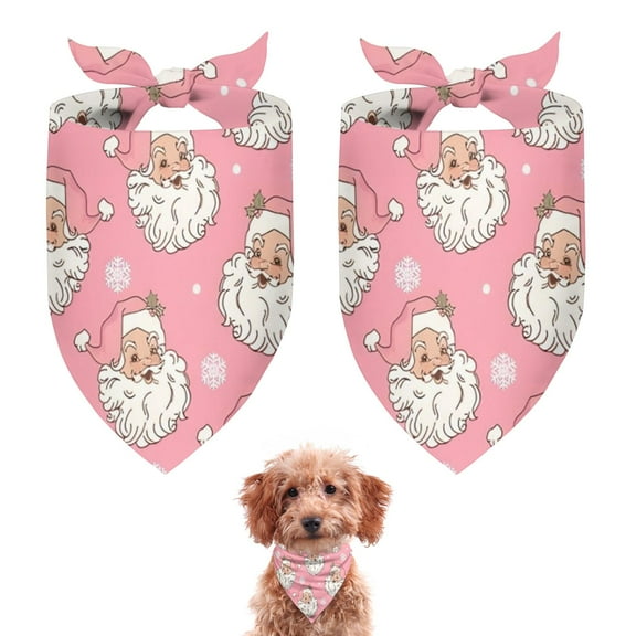 Dog Bandana 2 Pack,Pink Christmas Santa Pattern Bandanas for Dogs,Cat Bandana,Small/ Large Dog Bandana 2 Size,Dog Bandanas Girl Boy