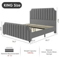thumbnail image 2 of WhizMax King Platform Bed Frame with 50.2'' Headboard, Velvet Upholstered Bed Frame King with Vertical Channel Tufted Headboard & Footboard, Nailhead Trim, No Box Spring Needed, Gray, 2 of 9