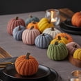 thumbnail image 5 of Halloween Hand-Knitted Pumpkin Ornament, Terracotta 2in, Cute Fall Window Farmhouse Mantel Decor, 5 of 10