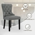 thumbnail image 6 of Foredo PU Leather Dining Chairs Set of 2, Tufted Upholstered Dining Room Chair with Pull Ring and Solid Wood Legs, Gray, 6 of 7