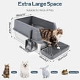 thumbnail image 2 of Kalolary Stainless Steel Litter Box, XL 22.9”x15”x 10.3” High Sided Metal Cat Litter Tray with Scoop, Filter Pedal for Anti-Splash, Odor-Free, Non-Sticky, Easy to Clean (Dark Grey), 2 of 6