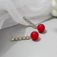 thumbnail image 4 of Silver Needle Set With Diamond Luxury Flash Diamond Large Pearl Personality Red Earrings 26-27s, 4 of 4