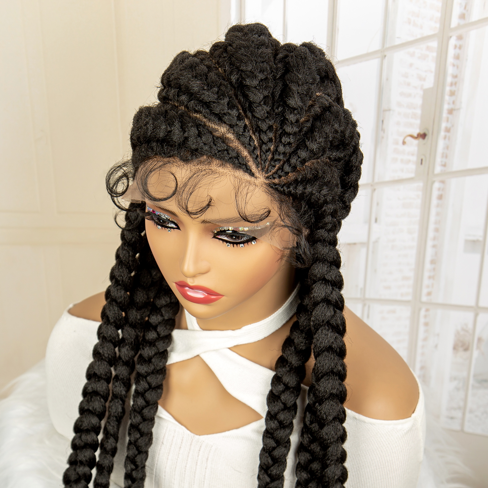 36 inches Synthetic Full Lace Wig for Women Braided Wig Lace  display picture 1