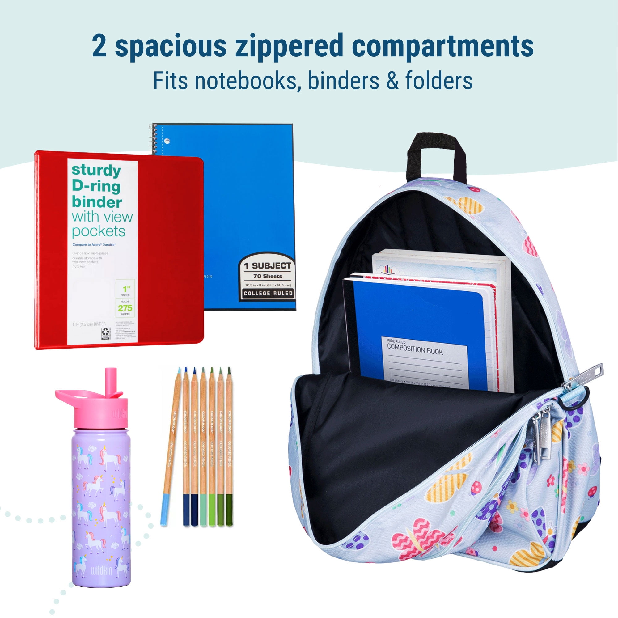 Wildkin Butterfly Garden Sidekick Backpack Blue