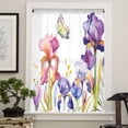 thumbnail image 4 of Watercolor Purple Floral, Semi Sheer Curtains Drapes for Living Room, Bedroom, French Doors Window 45 Inches Long, Flower Leaves Hearb White Rod Pocket Chiffon Curtain Drapery Voile Draperies Panel, 4 of 6