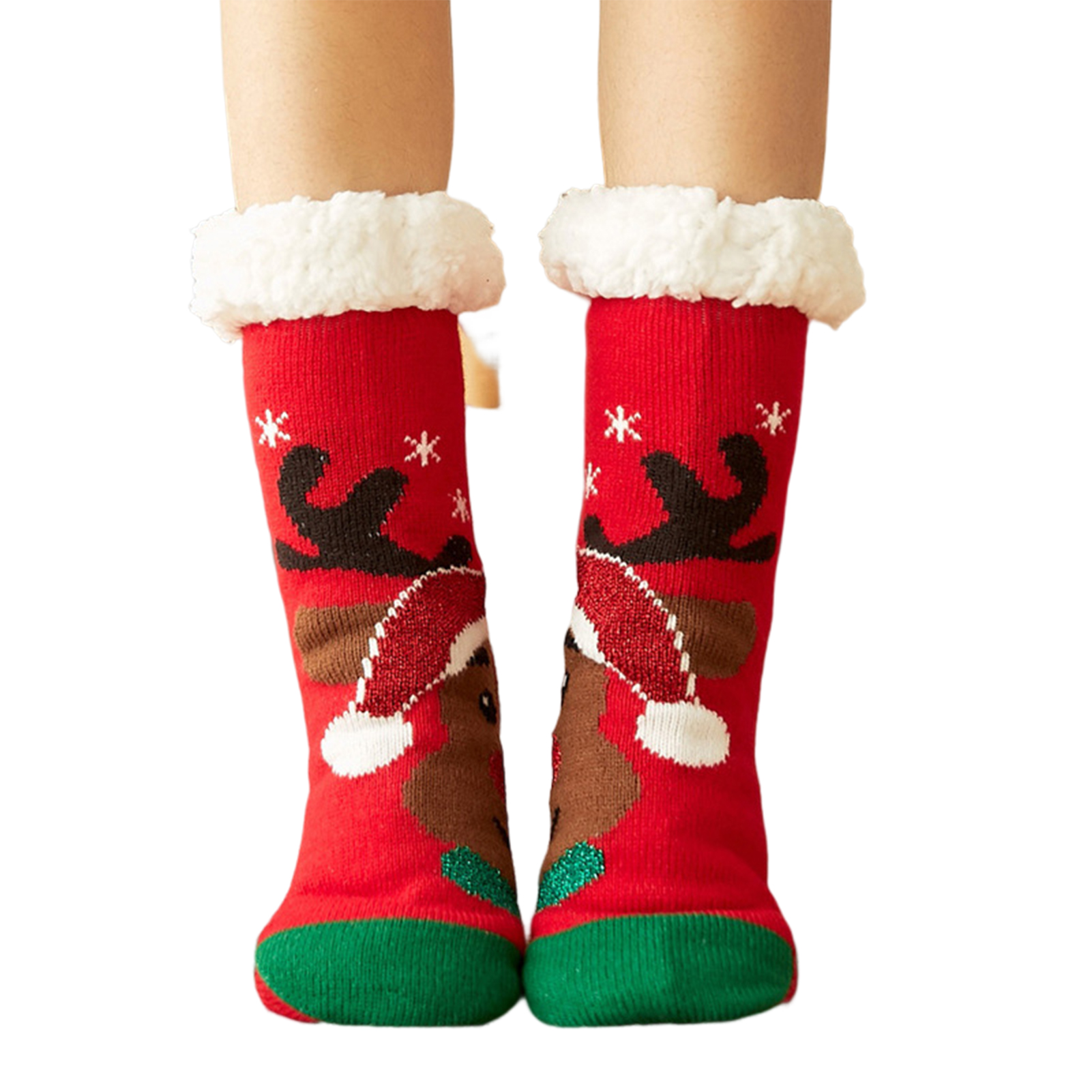 dianhelloya 1 Pair Floor Socks Midcalf Sherpa Lining Stretchy Soft