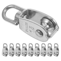 10pcs Stainless Steel Cable Pulley Wheels with Swivel, Heavy Duty Single Roller Pulleys for Rope and Cable Systems, Lifting Tools