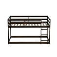 thumbnail image 3 of Bunk Bed Twin Over Twin, Low Twin Size Floor Bunk Beds with Ladder, Solid Wood Junior Bunk Bed fors Teens, No Box Spring Needed-Espresso, 3 of 10