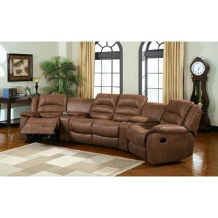 Manchester Reclining Light Brown Leather Like Fabric Sectional Manchester Reclining Light Brown