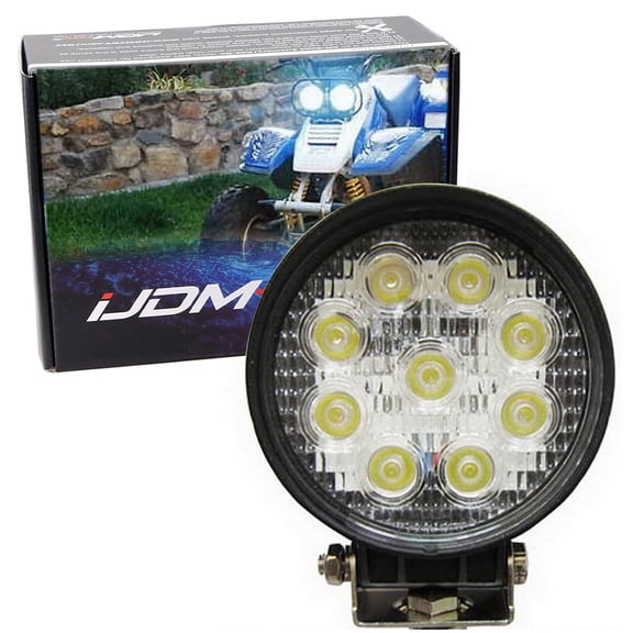 27W High Power LED Work Light, Driving Auxiliary Lamp For Jeep ATV UTV SUV Excavators Forklift Truck Tractor Farming Vehicles & More (Round Shape)