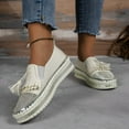 thumbnail image 5 of GHSOHS Womens Shoes Silver Shoes Large Size Footwear Casual Shoes for Women Sneakers Fashion Solid Leathe Rhinestone Tassel Decoration Thick Sole Casual Single Shoes Slippers Size 41, 5 of 8
