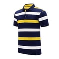 thumbnail image 2 of ZUKMRJPC Men's Striped Golf Shirts Classic 3 Buttons Collar Casual Summer Basic Tops Regular Fit Soft Comfortable Business Work Tops, 2 of 7