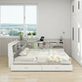 thumbnail image 2 of Wood Full Size platform bed with Storage Headboard, Shelves and 2 Drawers, White, 2 of 18