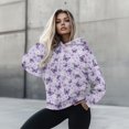thumbnail image 4 of SCRAWLGOD Butterfly Flowers Hoodie for Women Pullover Sweatshirts for Women Plus Size XL Long Sleeve Oversized Sweatshirt for Women Office Washable Ladies Hooded Sweaters, 4 of 7