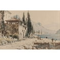 thumbnail image 2 of Anton Perko 14x11 Gold Ornate Wood Frame and Double Matted Museum Art Print Titled - Alter Palast in Der Ombla Bei Gravos, 2 of 4