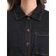thumbnail image 5 of Camisa de mezclilla para mujer INSPIRE CHIC con cuello tipo polo, manga corta y botones, color negro, 5 of 6