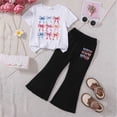 thumbnail image 2 of HCNTES Children Girls' Clothing Sets Kids Girls Fashion Short Sleeve Crew Neck Tops Wide Leg Pants Sweatsuit Little Girls Summer School Clothing Set(H03-M,5-6 Years), 2 of 4