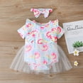 thumbnail image 2 of Odeerbi Baby Boy Girl Clothes Baby Romper Infant Short Sleeve Rainbow Tie-Dyed Tulle Bodysuit+Headbands, 2 of 8