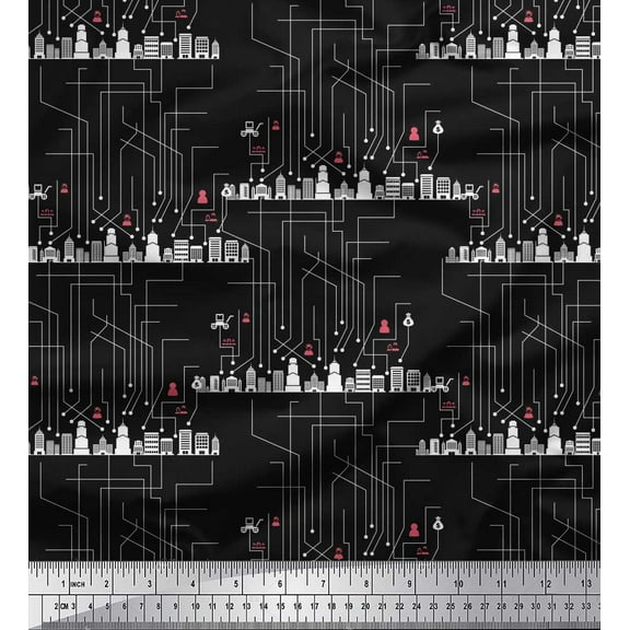 Soimoi Cotton Duck Fabric Monuments Shirting Print Fabric by The Yard 42 Inch Wide