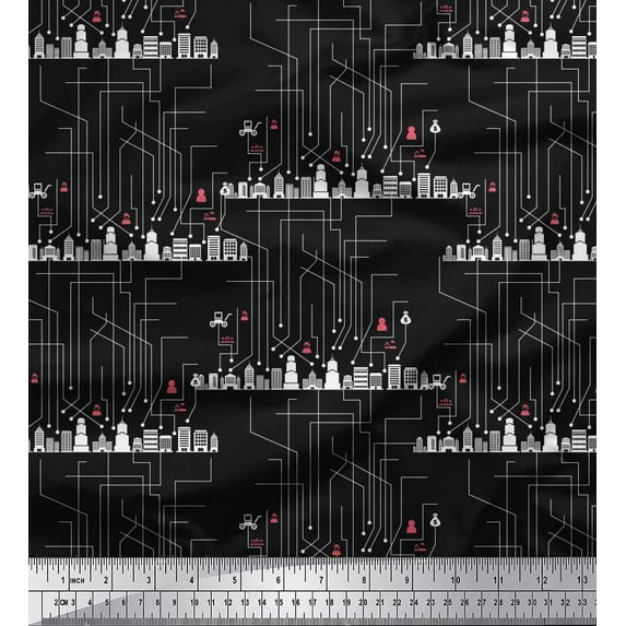 Soimoi Cotton Duck Fabric Monuments Shirting Print Fabric by The Yard 42 Inch Wide