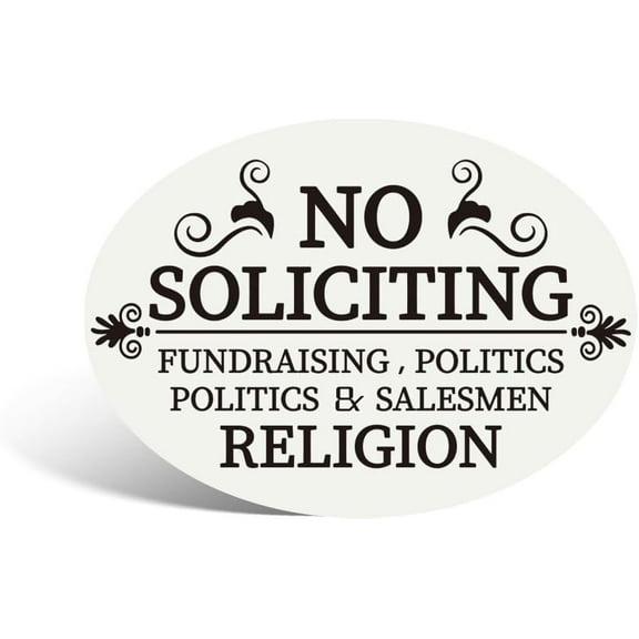 No Soliciting Sign White 4.6 x 6 inches Modern Style Door Mount
