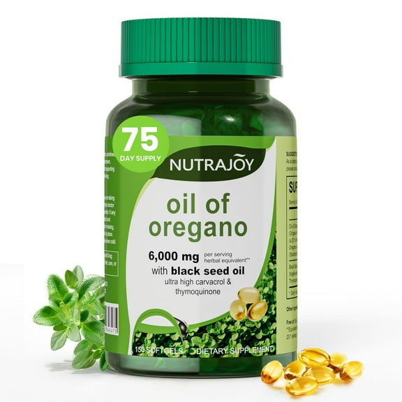 Oil of Oregano Softgels, Oil of Oregano with Black Seed Oil, Immune and Antioxidant Support, High Potency Carvacrol, Non-GMO, Gluten Free, 150 Softgels