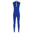 thumbnail image 4 of TiaoBug Women Figure Skating Bodysuit Sleeveless Dance Unitards Gymnastics Athletic Jumpsuit Tumbling Outfits Royal Blue S, 4 of 5