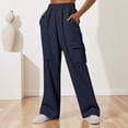 thumbnail image 2 of Generic Girls Casual Sweatpants Kids drawstring Cargo Pants Teen Girls Wide Leg Baggy Joggers Pants Pockets Dance School Uniform, 2 of 7