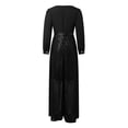 thumbnail image 5 of JULMCOMO Jumpsuits for Women Sequin Wide Leg Deep V Neck Dressy Jumpsuits Long Sleeve Belted Waist Evening One Piece Summer Rompers Black L, 5 of 7