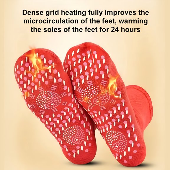 TELOLY 1 Pair Heated Socks Self-Heating Release Fatigue Lightweight Comfortable Breathable Massage Socks for Men Women