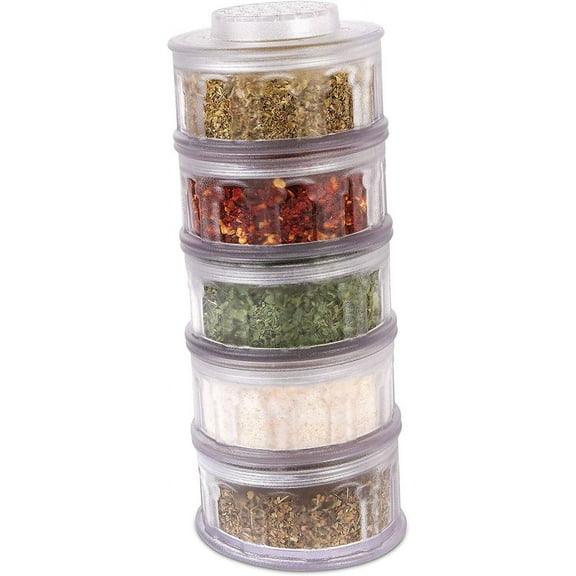 5 Pcs Refillable Spice Containers Seasoning Organizer – Leaning Pisa Tower Shape Stackable Mini Herb Storage Holders Shakers - Novelty Unusual Kitchen Unique Gift for Family