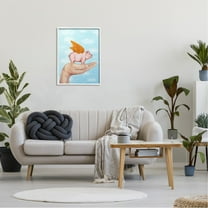 Stupell Industries Flying Pig in Palm Wings Fluffy Clouds Illustration, 24 x 30, Design by Coco de Paris