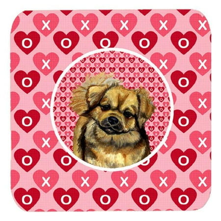 

Carolines Treasures LH9169FC Tibetan Spaniel Valentines Love and Hearts Foam Coasters- Set - 4