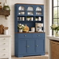 thumbnail image 4 of Hiphuta 71"in Modern Kitchen Pantry Storage Cabinet, Freestanding Kitchen Hutch Cabinet with Adjustable Shelves & Microwave Stand, Coffee Hutch for Dining Room, Blue, 4 of 7