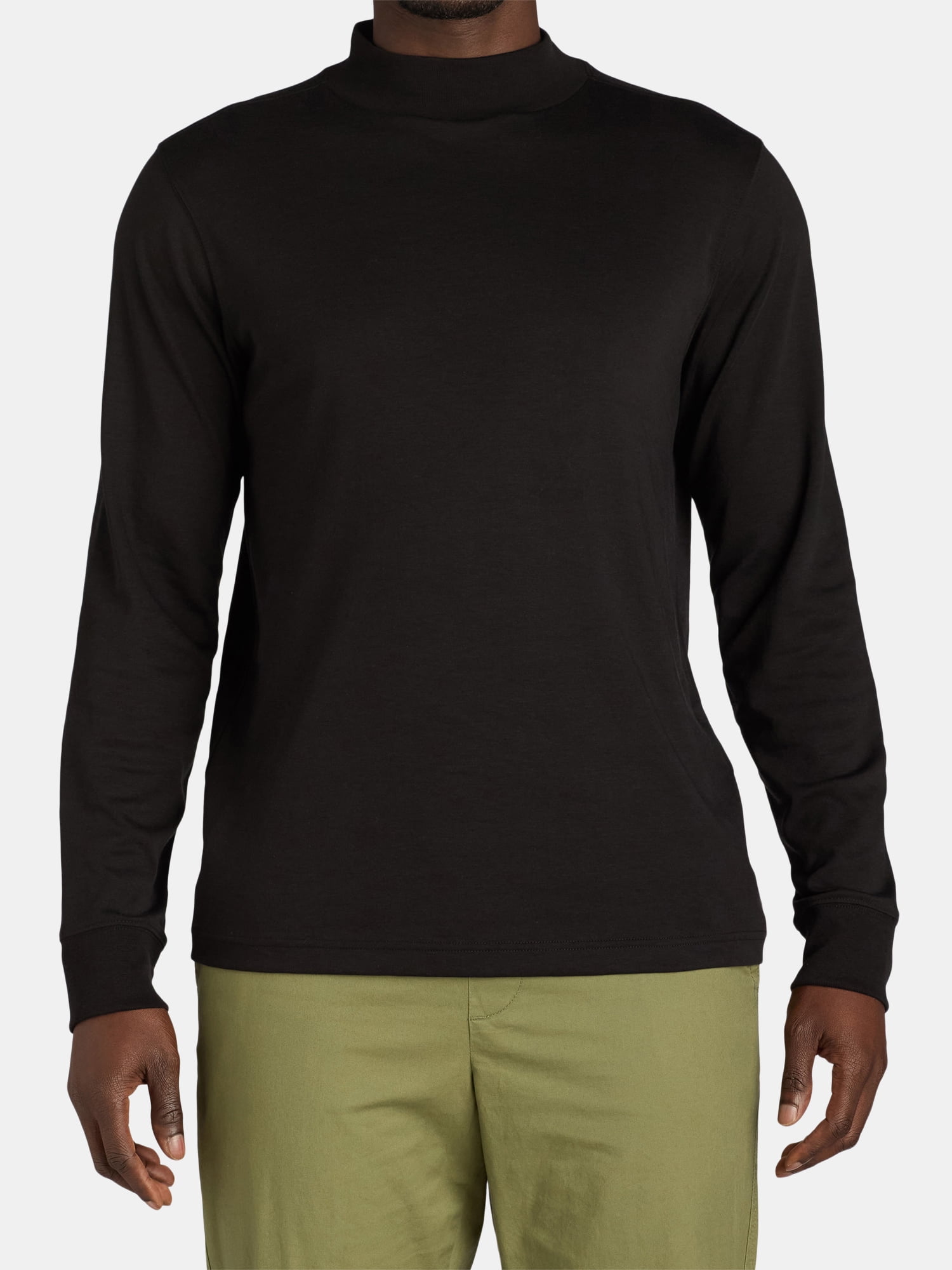 8yards Men’s MockNeck 5G Lands' End Mens Long Sleeve Super-T Mockneck Dark Charcoal