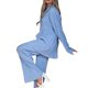 thumbnail image 5 of 2 unids/set camisa de manga larga plisada Tops pantalones rectos trajes de pierna (azul claro M) FLhrweasw Para estrenar, 5 of 8
