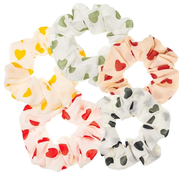 Scrunchies for Hair Women, 5PCS Bandana Scrunchy Hair Ties, Heart Shape