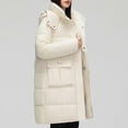 thumbnail image 5 of jtjvou Women Long Puffer Coat Winter Warm Hooded Jacket Long Full Length down Jacket with Pockets Beige M, 5 of 9