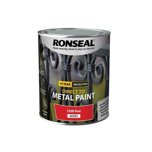 Ronseal - Direct to Metal Paint Chilli Red Gloss 750ml
