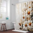 thumbnail image 5 of White Flowers Leaves Fabric Shower Curtain Vintage Plant Washable Shower Curtains for Bathroom, Waterproof Bath Curtain with Hooks Home Decor 72x84in, 5 of 8