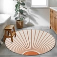 thumbnail image 3 of Round Rugs 3 Ft, Sunlight Lines Non Slip Area Rugs for Kitchen Bedroom Entryway, Orange Sunset Abstract Striped Art Washable Carpet Runner Rug Floor Mats for Bedroom Home Decor, 3 of 8