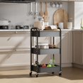 thumbnail image 6 of 3 Tier Rolling Cart with Table top, Metal Utility Cart, Sturdy Storage Organizer Cart with Locking Wheels & Hooks for Office, Classroom, Kitchen and Bathroom, 6 of 16